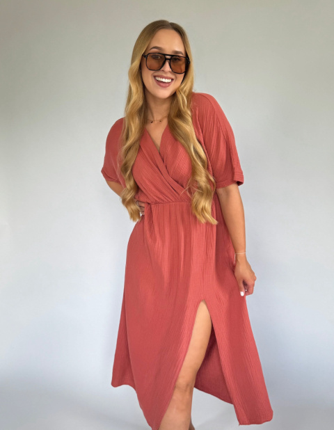 Sukienka muślinowa Sylvia ceglana Sukienka muślinowa Sylvia ceglana