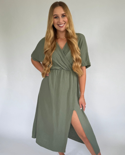 Sukienka muślinowa Sylvia khaki Sukienka muślinowa Sylvia khaki
